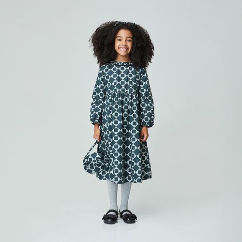 Vestido Infantil Memórias Manga Longa Chumbo