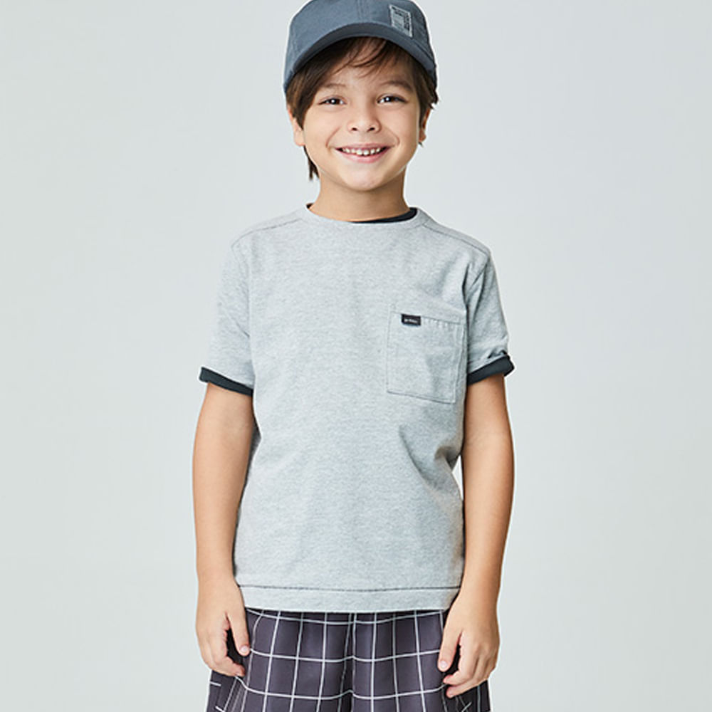 Camiseta Infantil Mescla Cinza