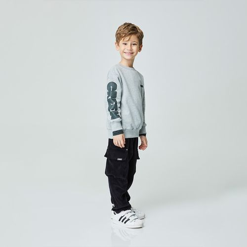 Calça Infantil Cargo Plush Cotelê Cinza