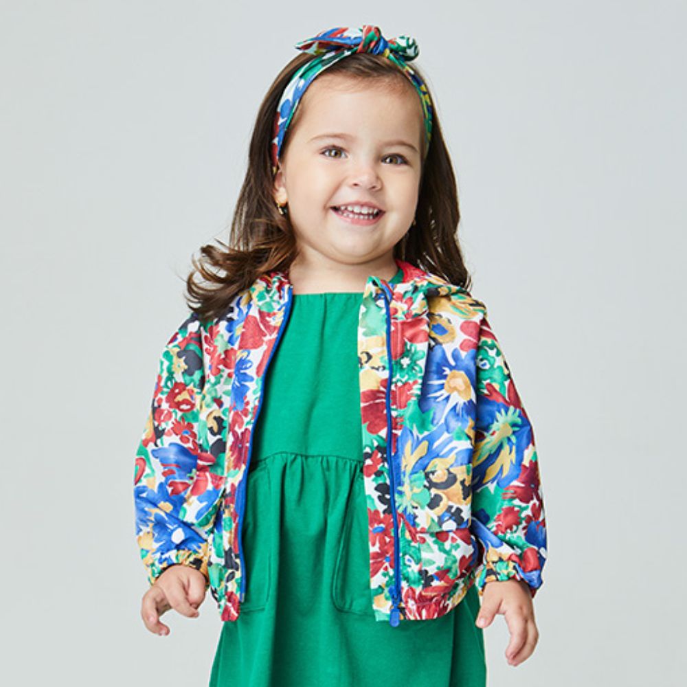 Casaco Toddler Corta Vento Flower Art Vermelho