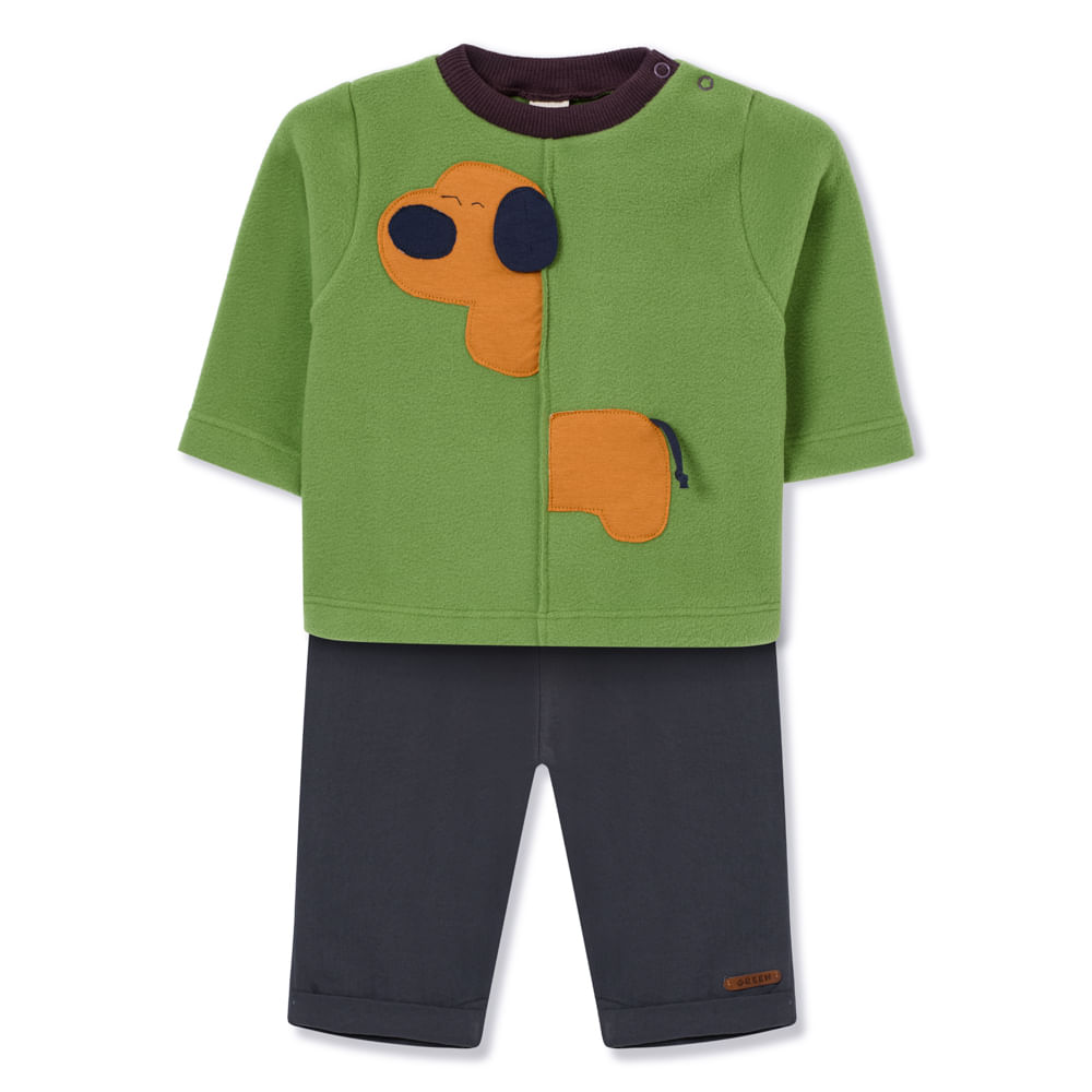 Conjunto Bebê Dogs Manga Longa Verde