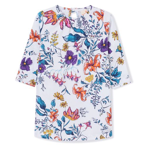 Vestido Toddler Estampado Manga Longa Off-White