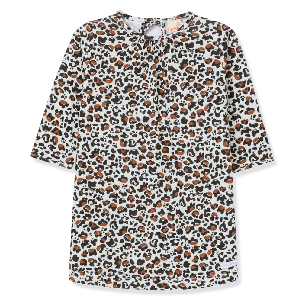 Vestido Toddler Estampado Manga Longa Cru