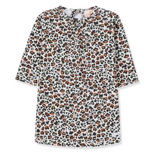 Vestido Toddler Menina Estampado Manga Longa Cru