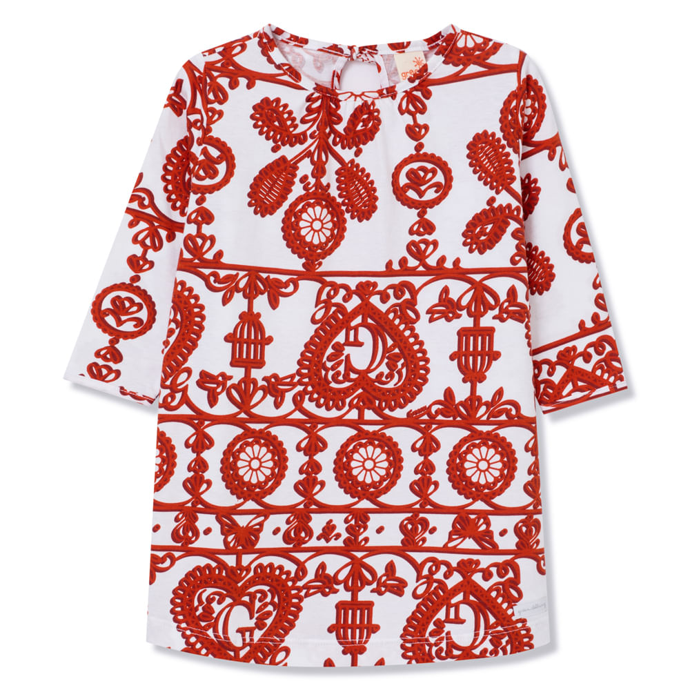 Vestido Toddler Estampado Manga Longa Pink
