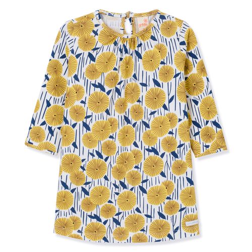 Vestido Toddler Estampado Manga Longa Amarelo