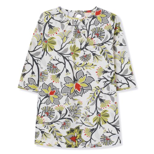 Vestido Toddler Estampado Manga Longa Amarelo Lima