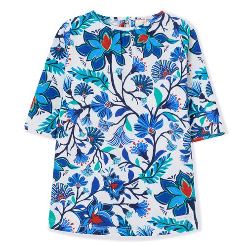 Vestido Toddler Estampado Manga Longa Azul Claro