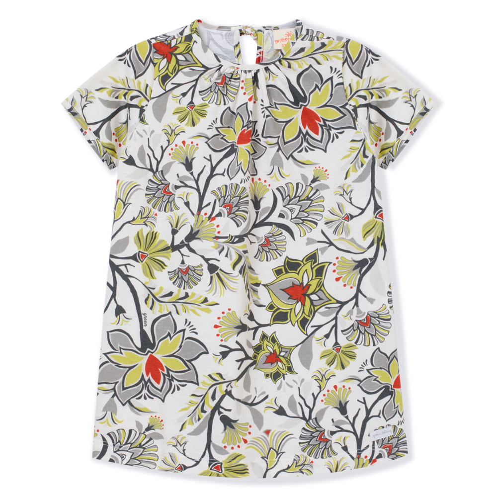 Vestido Toddler Estampado Amarelo Lima