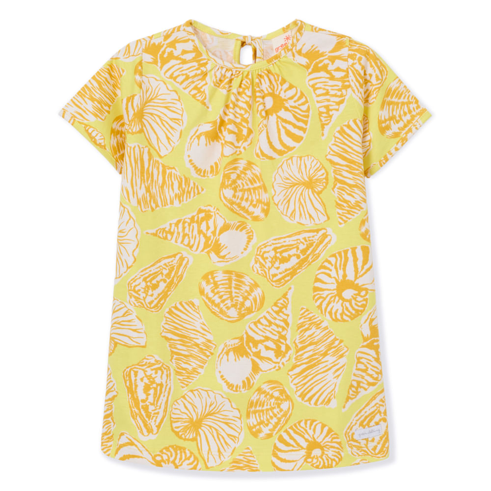 Vestido Toddler Estampado Amarelo Claro