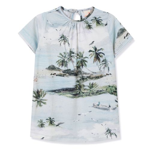 Vestido Toddler Menina Estampado Azul Céu