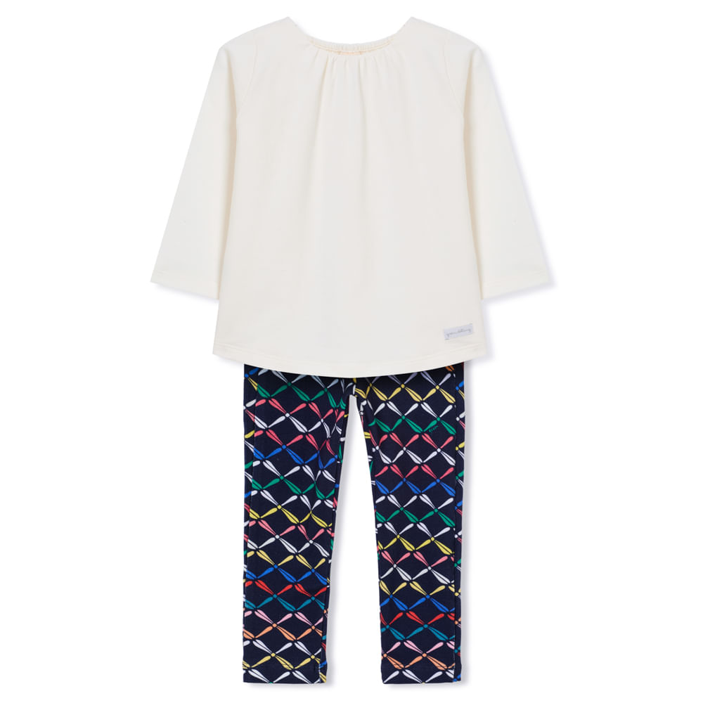 Conjunto Toddler Moletinho Manga Longa Azul Escuro