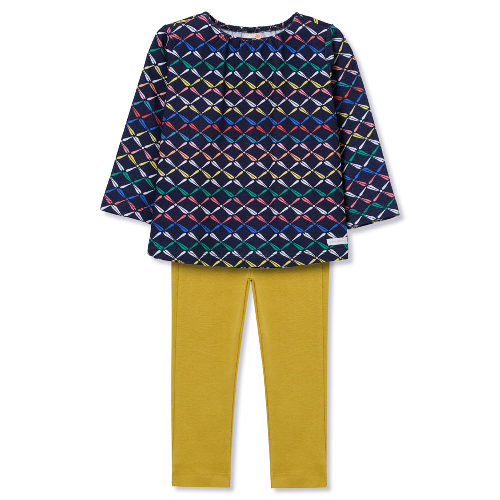 Conjunto Toddler Moletinho Manga Longa Azul