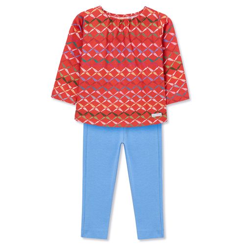 Conjunto Toddler Moti Estampado Manga Longa Laranja