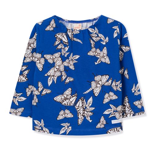 Blusa Toddler Estampada Manga Longa Azul