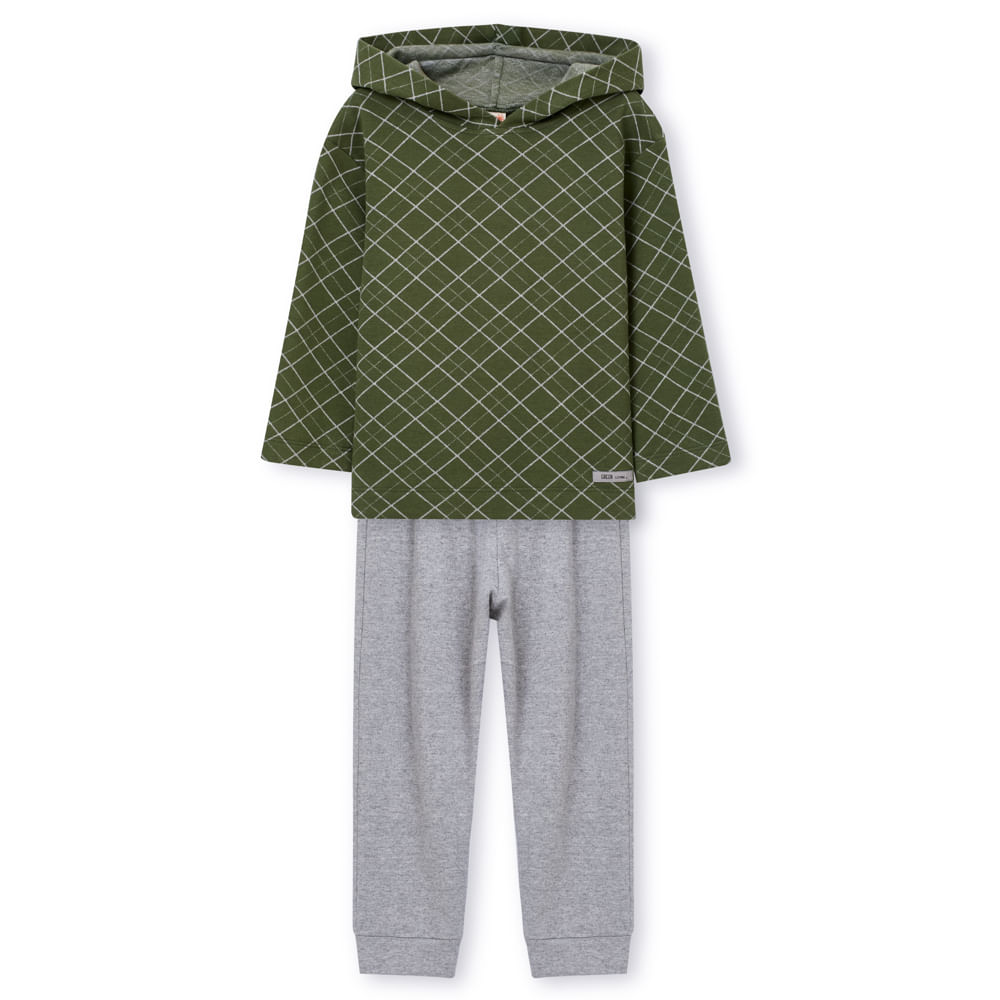 Conjunto Infantil Moti Estampado Manga Longa Verde