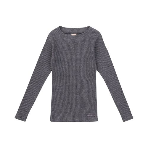 Blusa Infantil Plissada Manga Longa Cinza