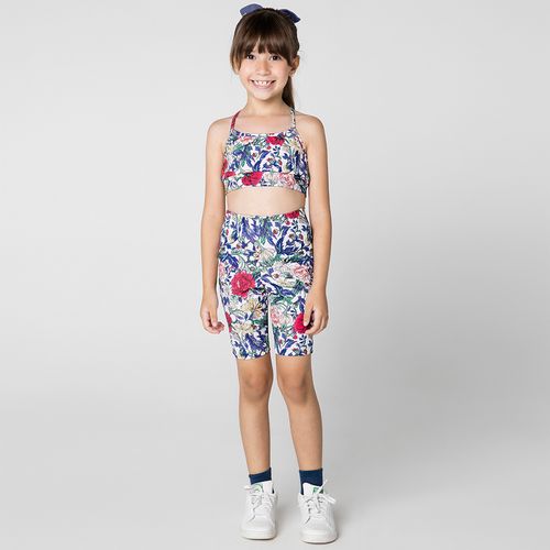 Bermuda Infantil Menina Ciclista Jardim Multicolorida