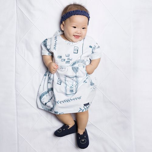 Vestido Bebê Menina Família Off-White