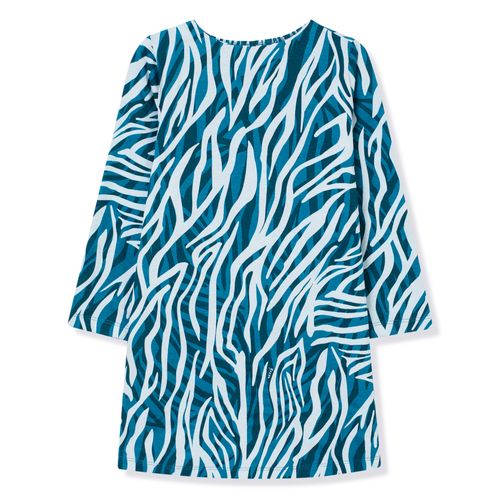 Vestido Infantil Estampado Manga Longa Turquesa