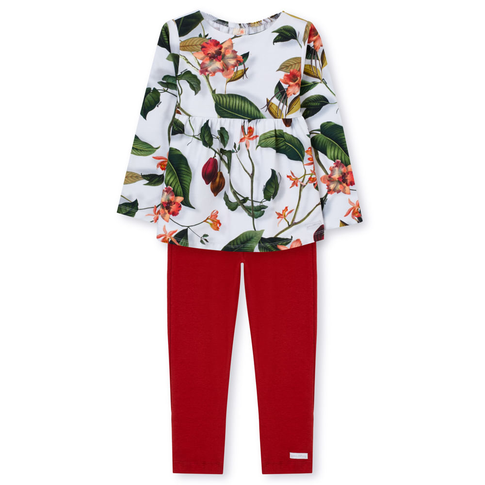 Conjunto Infantil Moletinho Manga Longa Off-white