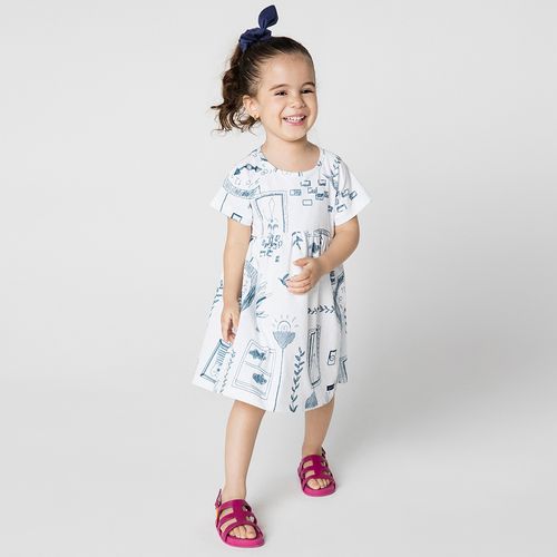 Vestido Toddler Menina Família Off-White