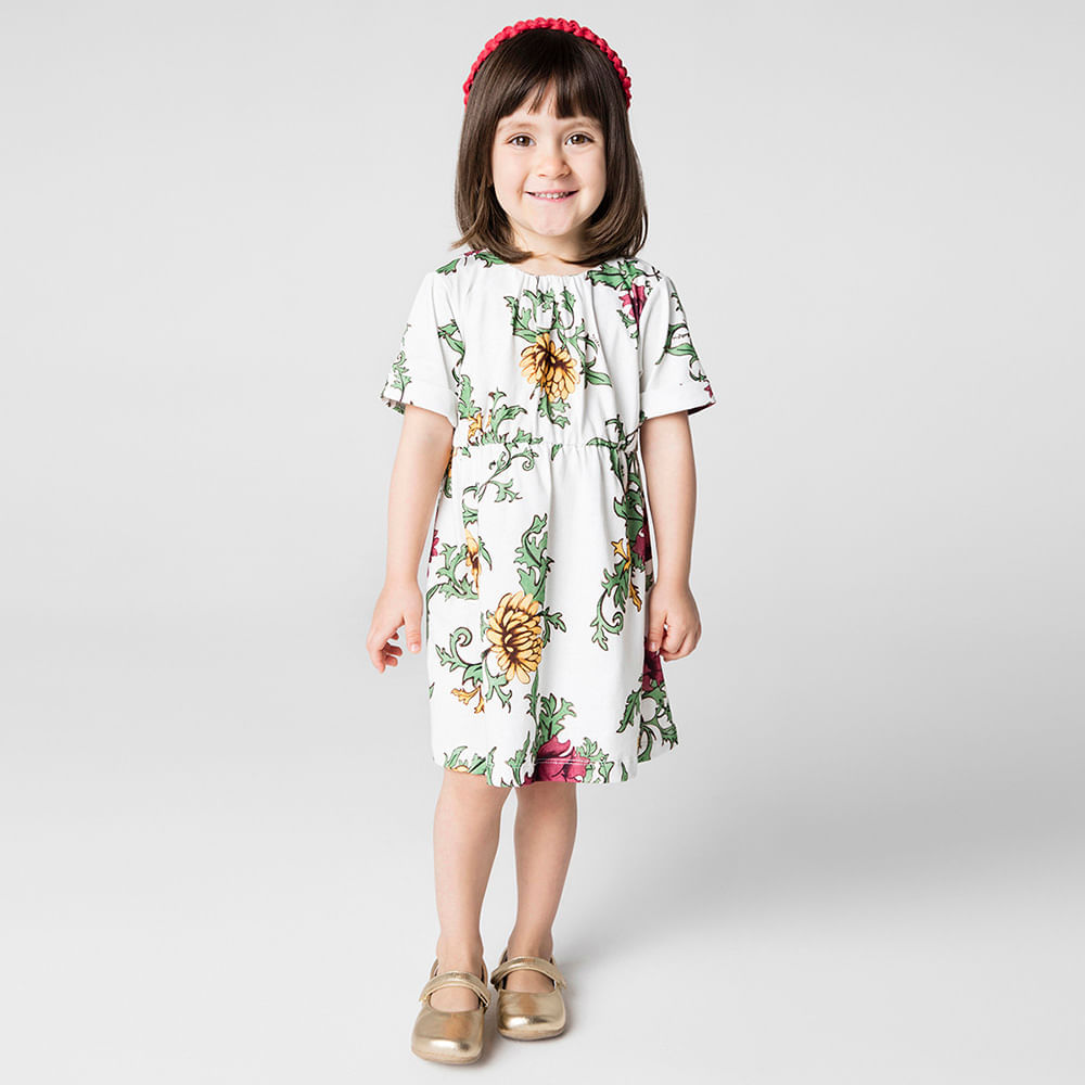 Vestido Toddler Menina Abraço Off-White