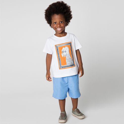 Conjunto Toddler Menino Retrato Branco