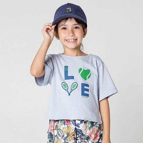 Camiseta Infantil Menina Love Azul