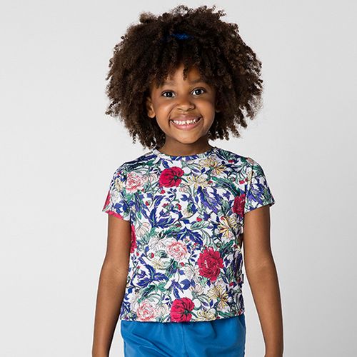 Camiseta Infantil Menina Jardim Multicolorida