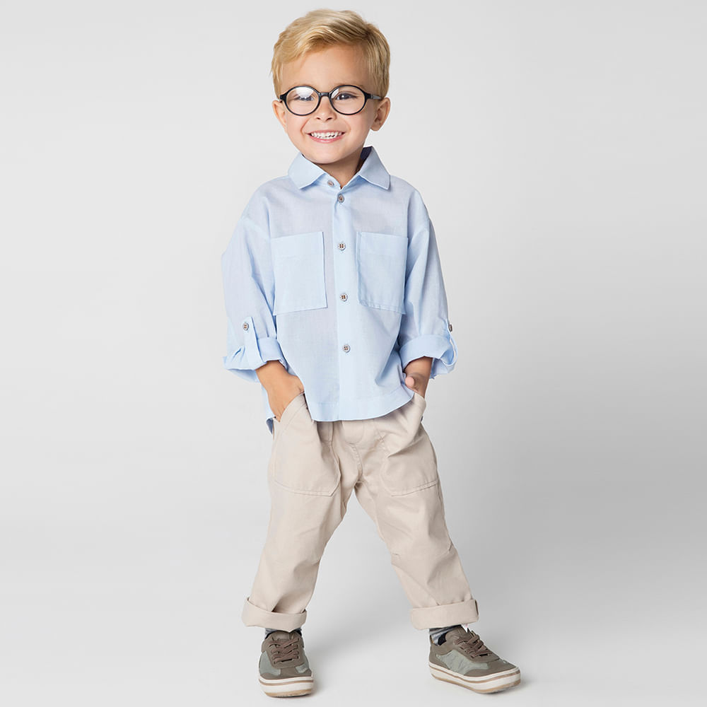 Calça Toddler Menino Sarja Areia