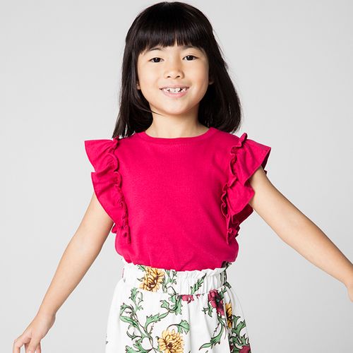Blusa Infantil Menina Rib Babados Rosa