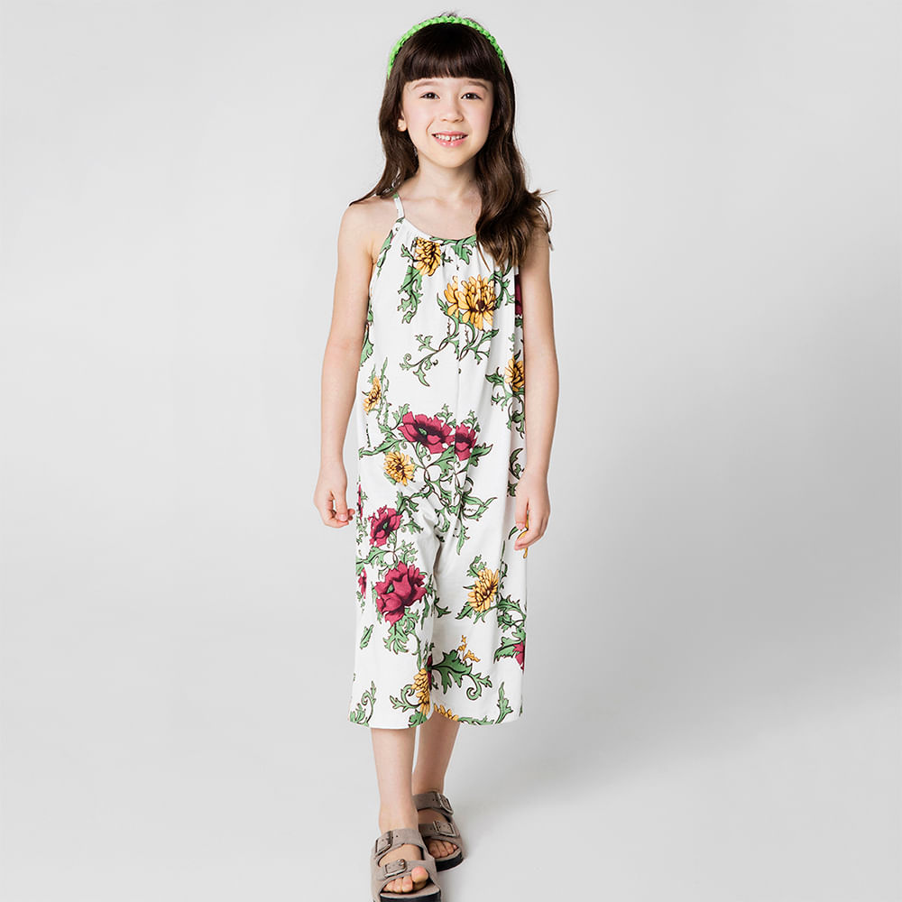 Macacão Infantil Menina Abraço Off-White