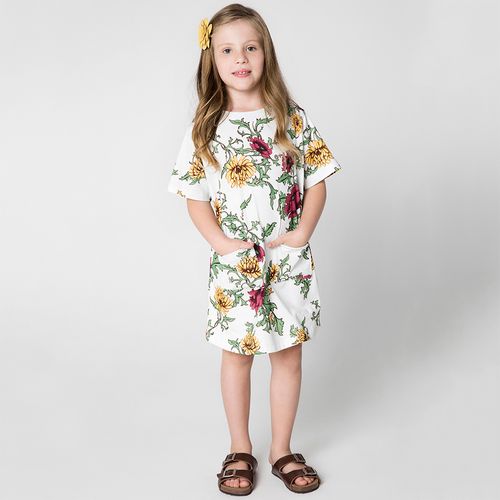 Vestido Infantil Menina Abraço Off-White