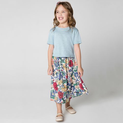 Saia Infantil Menina Jardim Multicolorida