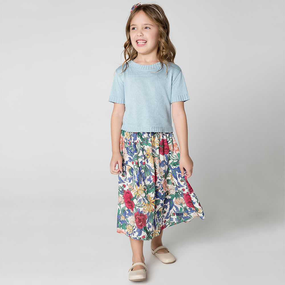 Saia Infantil Menina Jardim Multicolorida