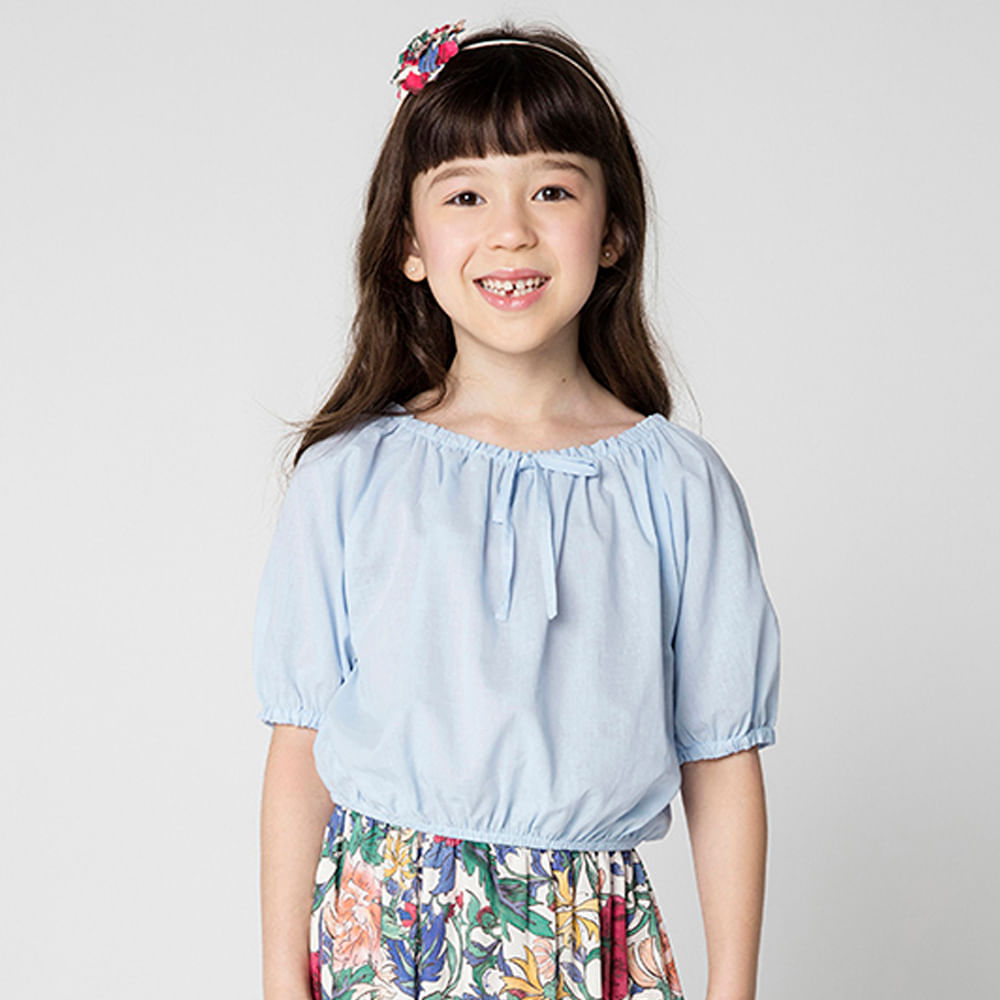 Blusa Infantil Menina Afeto Azul