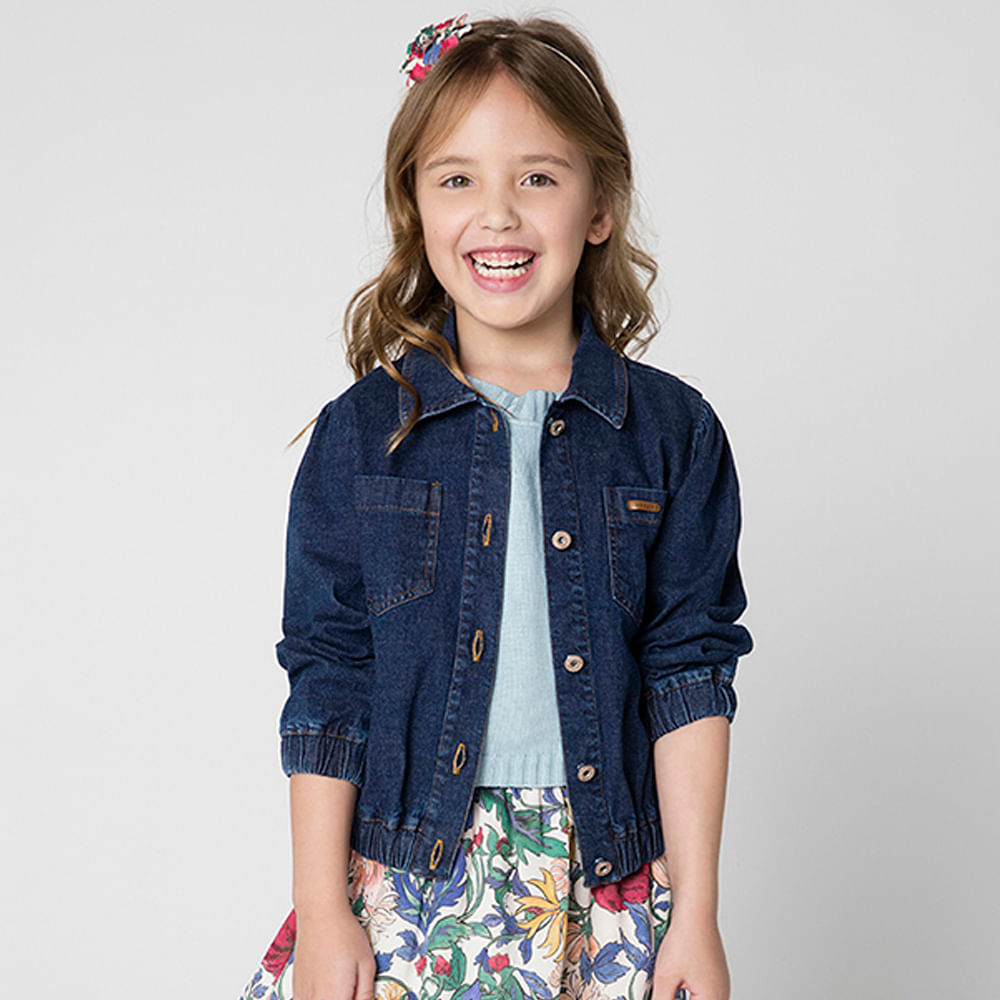 Jaqueta Infantil Menina Jeans Azul
