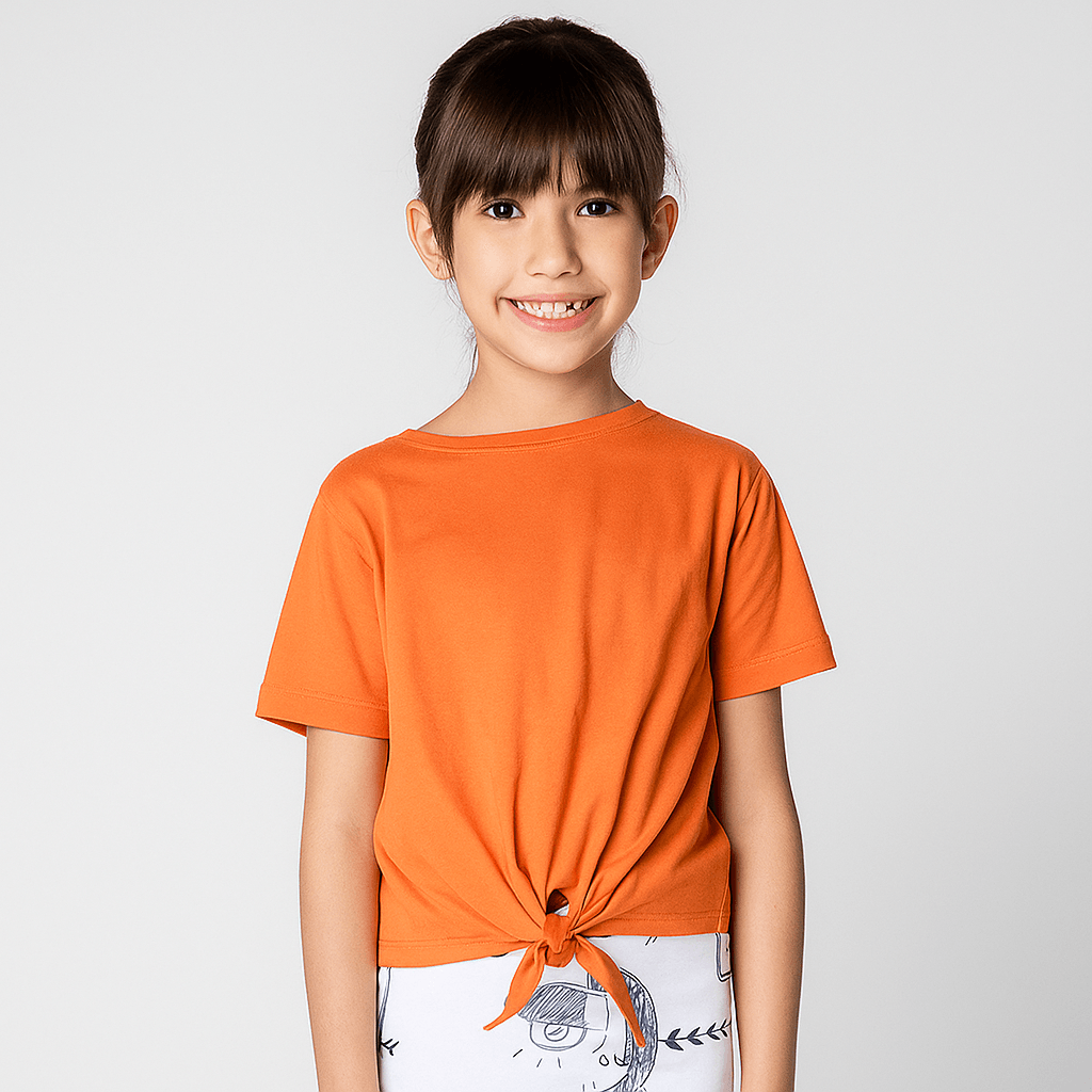 Camiseta Infantil Menina Memórias Laranja