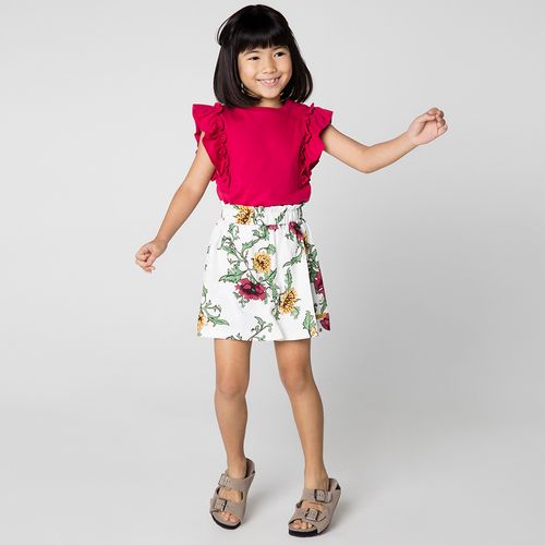 Short Saia Infantil Menina Abraço Off-White