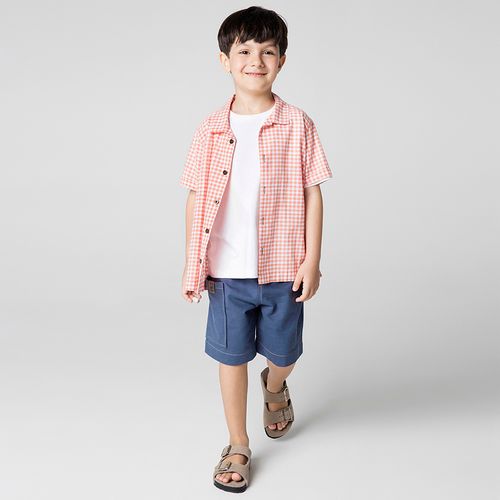 Bermuda Infantil Menino Moletinho Bolso Lateral Azul