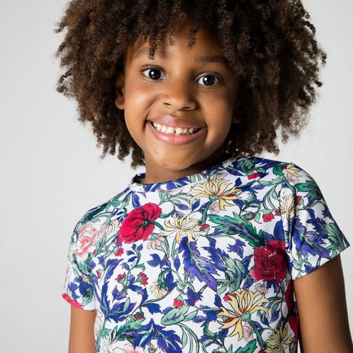 Camiseta Infantil Menina Jardim Multicolorida