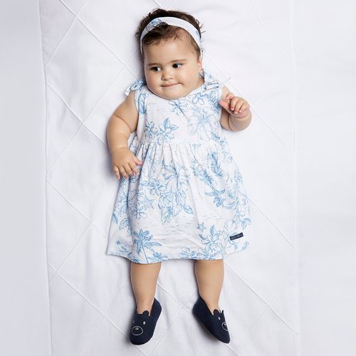 Vestido Bebê Menina Praia Azul