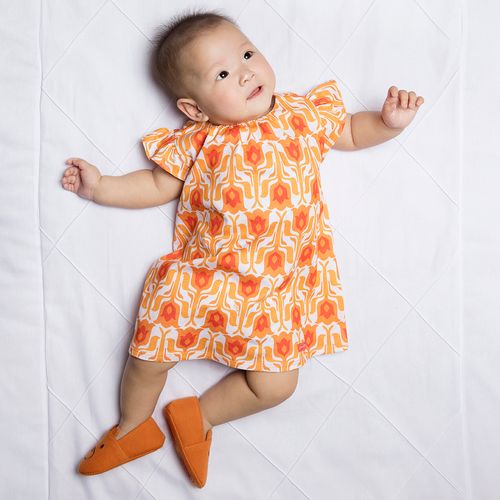 Vestido Bebê Menina Verão Laranja