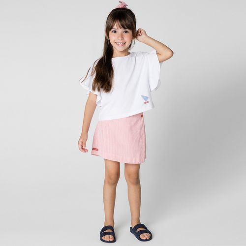 Short Saia Infantil Menina Velejar Laranja