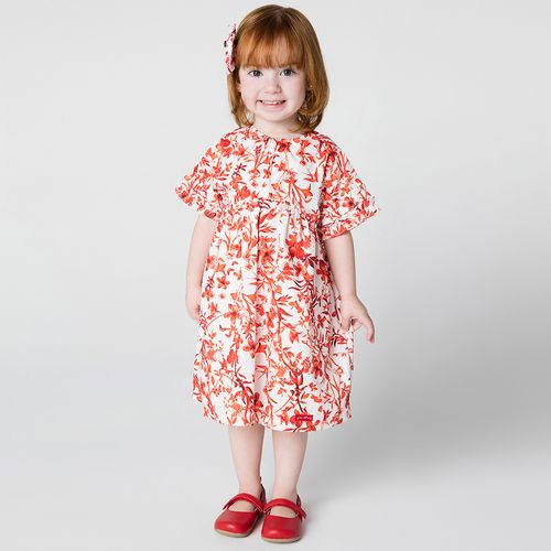 Vestido Toddler Menina Celebração Vermelho