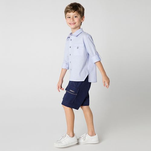 Bermuda Infantil Menino Pesponto Azul