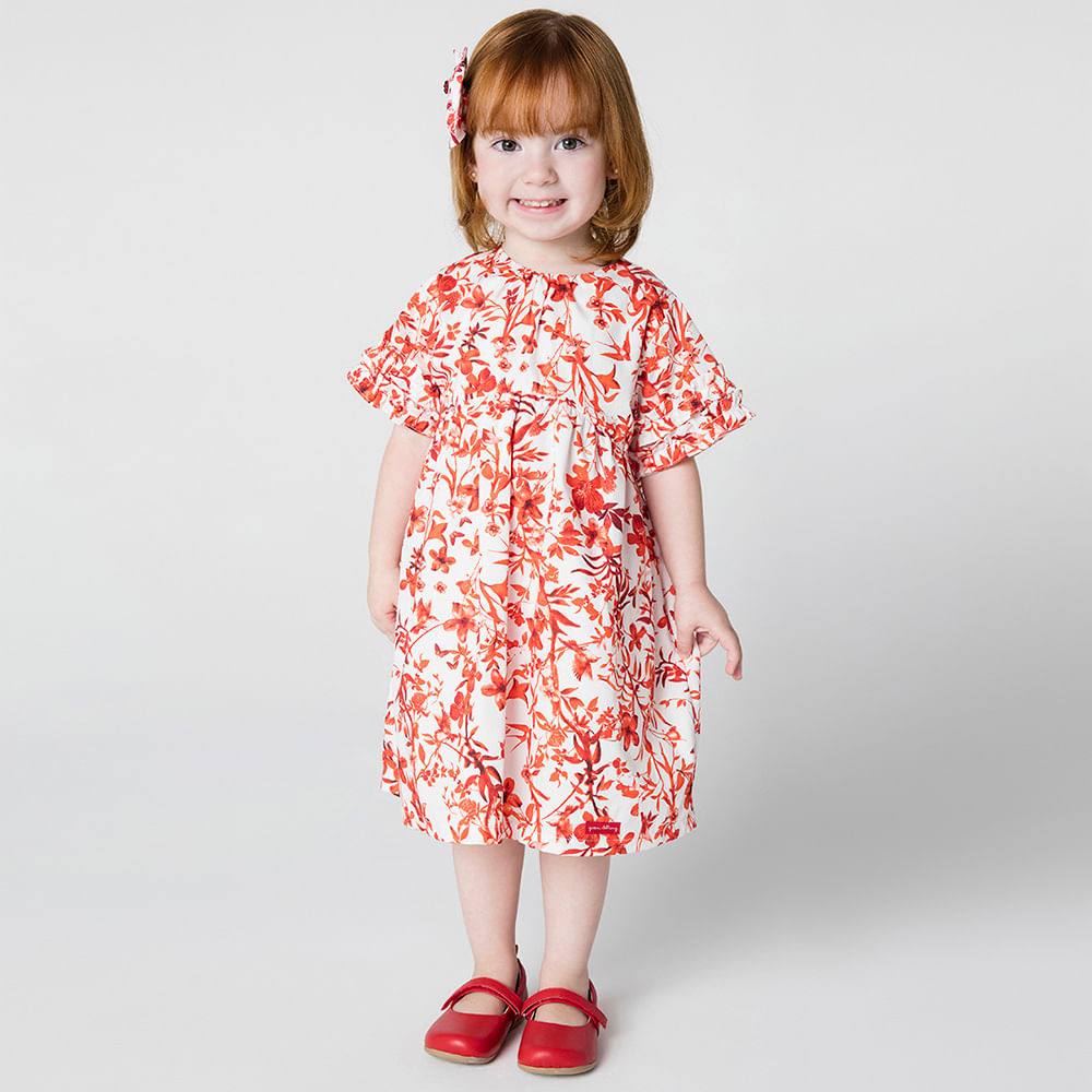 Vestido Toddler Menina Celebração Vermelho