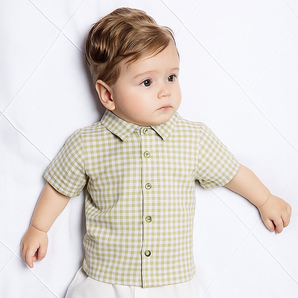 Camisa Bebê Menino Xadrez Sonho Verde