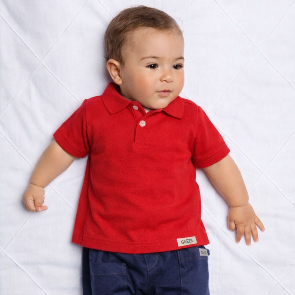 Polo Bebê Menino Alegria Vermelha